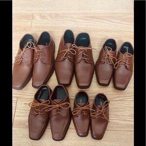 Allure Cognac dark brown Square Toe Tuxedo Dress Shoes Kids Youth 13 1 6